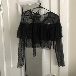 NWT sheer long sleeve crop top